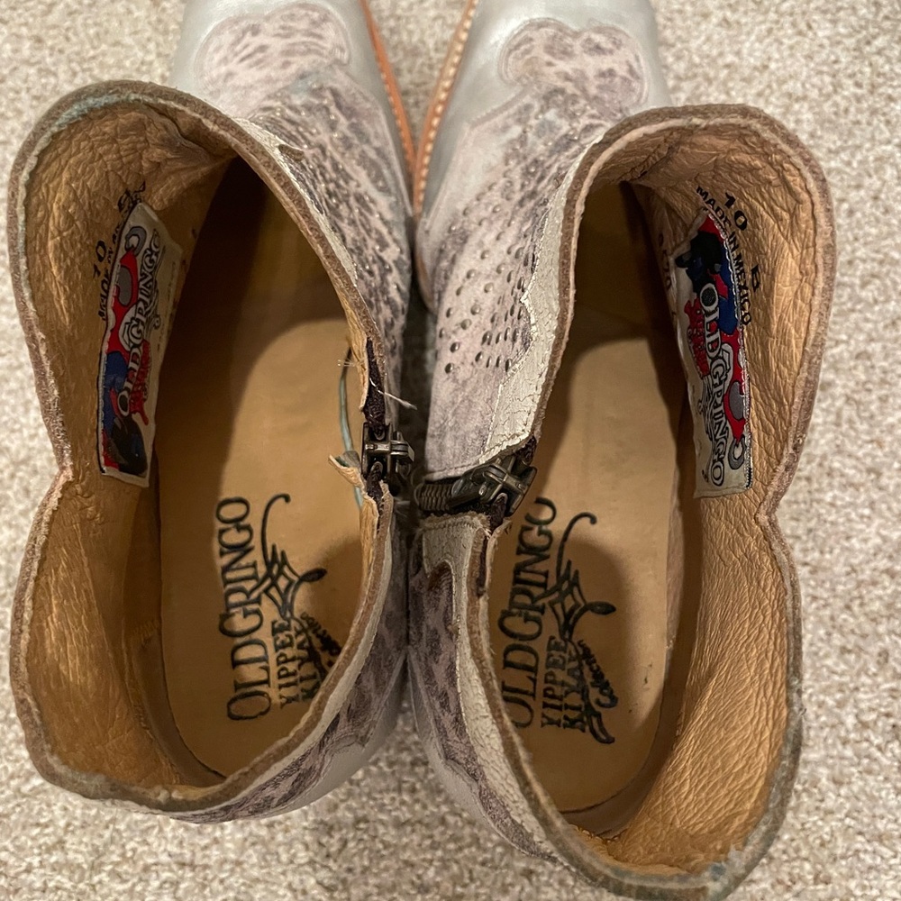 Old Gringo Yippee Ki Yay Collection Silver and Brown Western Ankle Boots - Picture 5 of 6